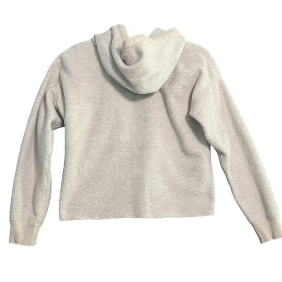 Abercrombie & Fitch Womens Sweatshirt Hoodie XS Cream Sherpa Teddy Logo - Picture 5 of 8